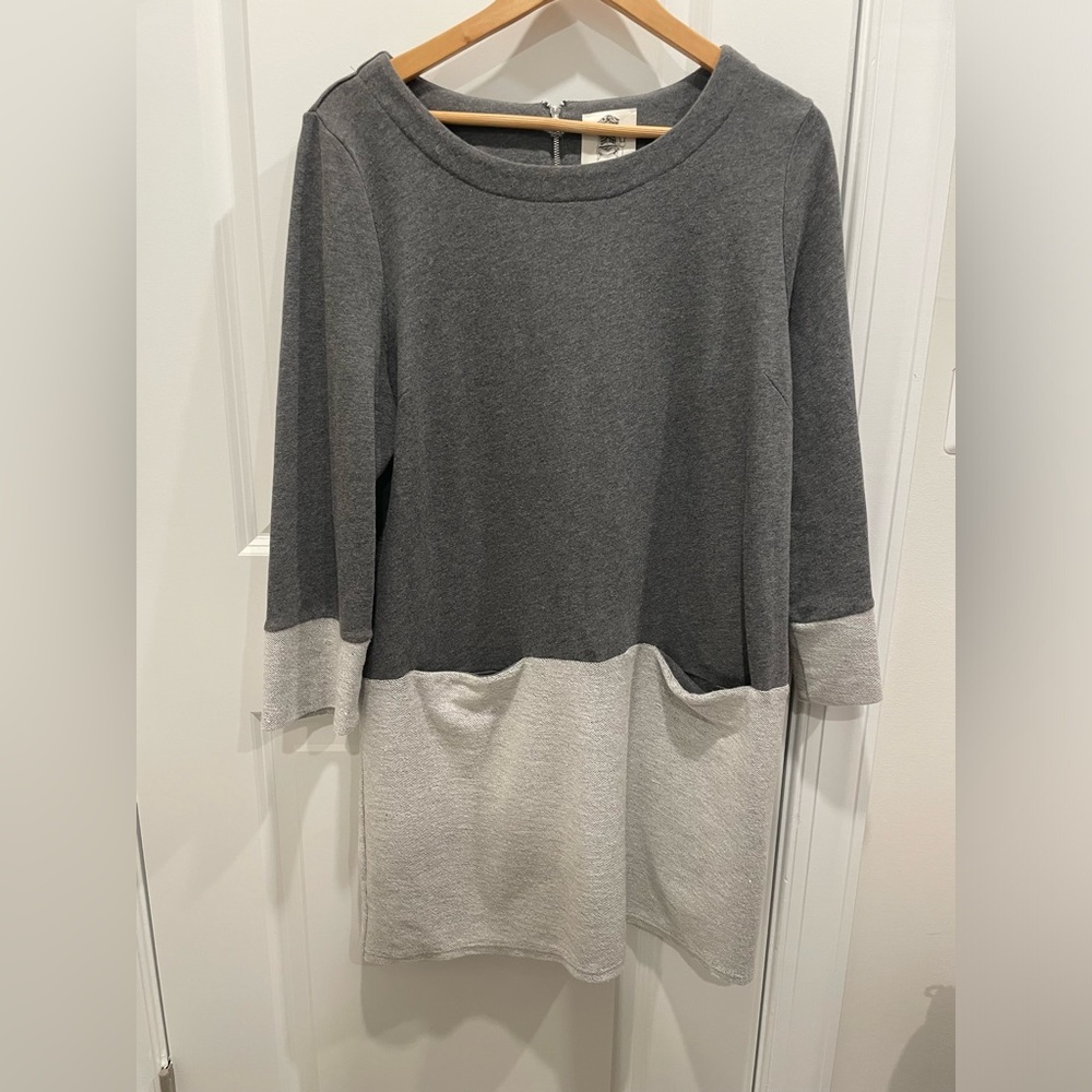 Lili’s Closet Gray Colorblock Jersey Sweatshirt 3/4 Sleeve Dress Sz XL